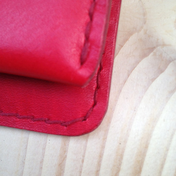 DUAL-皮革小巧零錢包/交換禮物/聖誕節 - 氣質紅 第4張的照片