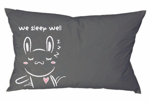 《Foufou》Pillow Case - Hand in hand to sleep . Rabbit (White) 3枚目の画像