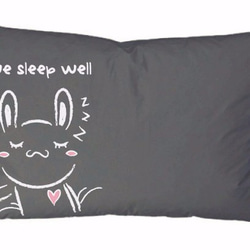 《Foufou》Pillow Case - Hand in hand to sleep . Rabbit (Grey) 1枚目の画像