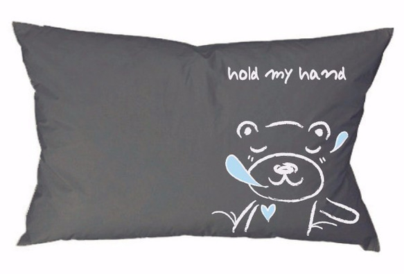 《Foufou》Pillow Case - Hand in hand to sleep . Bear (Grey) 1枚目の画像