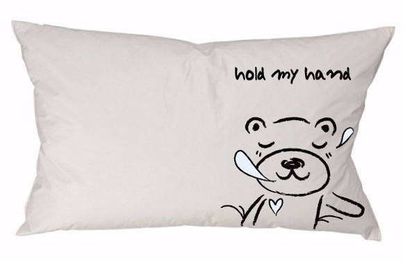 《Foufou》Pillow Case - Hand in hand to sleep . Bear (Grey) 3枚目の画像