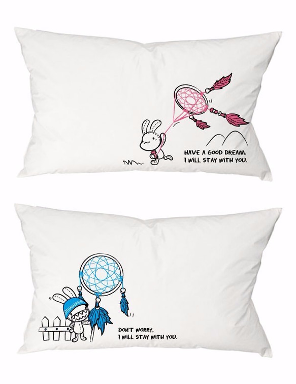 《Foufou》Pillow Case - Dreamcatcher Pink (White) 2枚目の画像