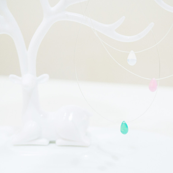 天使の涙。霧の王国不可視のネックレス（鎖骨チェーン）/ガラスクリスタル/水滴ネックレス 2枚目の画像
