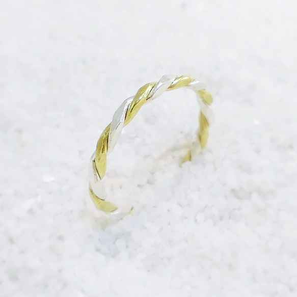 Silver & Brass twist ring 3枚目の画像