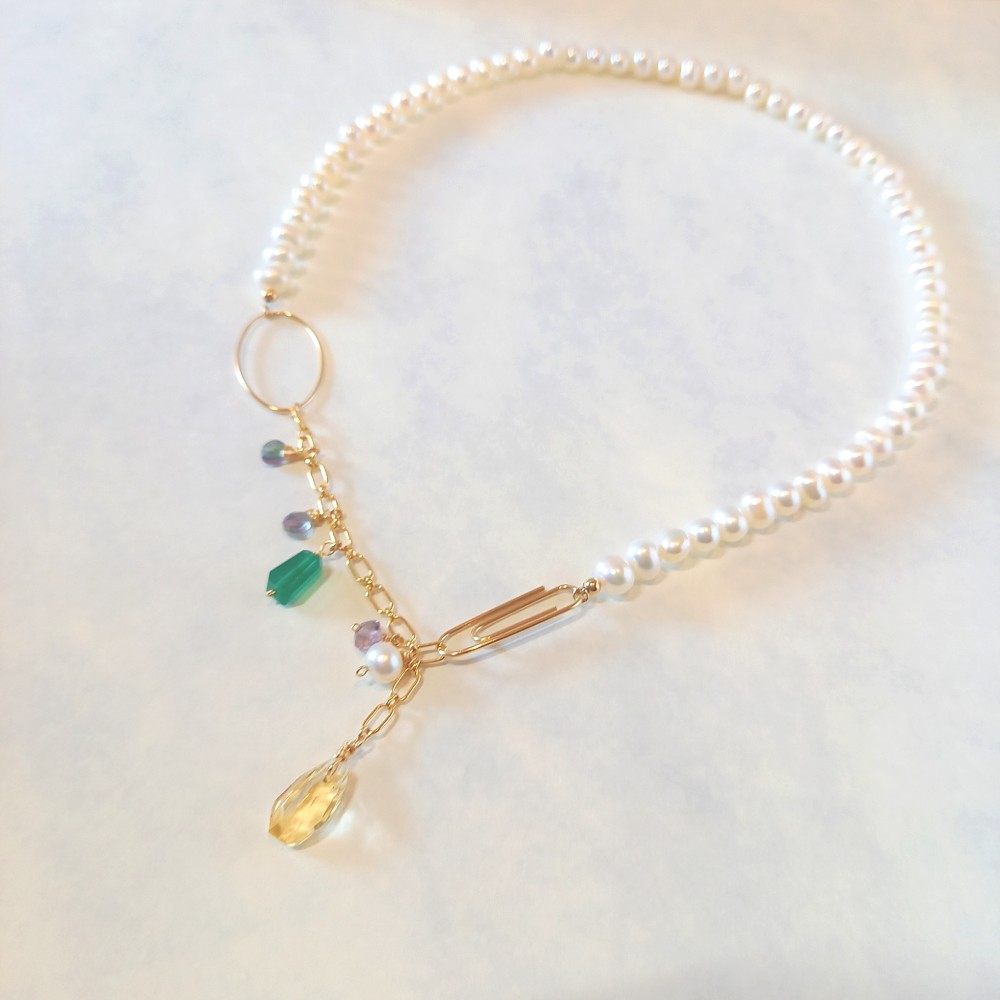 クリップパールネックレス:independent