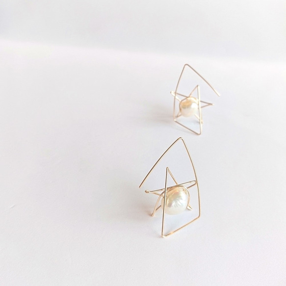 【特集掲載】星のピアス✧パールで彩るstar bright earring✧ 4枚目の画像