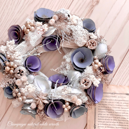 Natural＊初夏のリース パープル ボルドー☆ドライフラワーリース