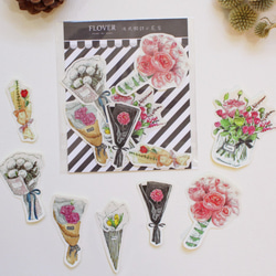Flover芙拉設計 法式微甜小花店 水彩花束貼紙組/7入 花束 貼紙 第1張的照片