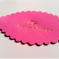 本羊革－手作りの栞（しおり）／バックチャーム（ネームタグ）／カード（Pink）- カスタマイズしたオリジナルの英語の名前 2枚目の画像