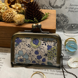 再販　❷ yuwa ブルー　花柄  アクセサリーケース　携帯用ジュエリーがま口 8枚目の画像