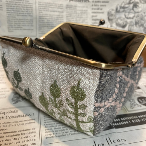 ラスト1点ミナペルホネンりんごタンバリンがま口ポーチハンドメイド