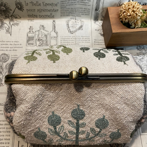 ラスト1点ミナペルホネンりんごタンバリンがま口ポーチハンドメイド