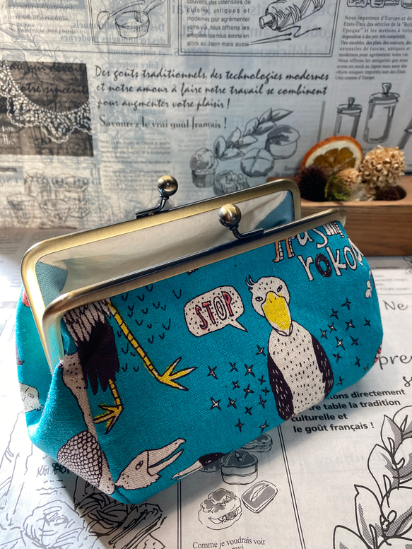 ラスト1点ミナペルホネンりんごタンバリンがま口ポーチハンドメイド