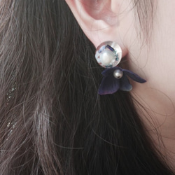 925silver Earrings with Freshwater pearls resin jewelry 3枚目の画像