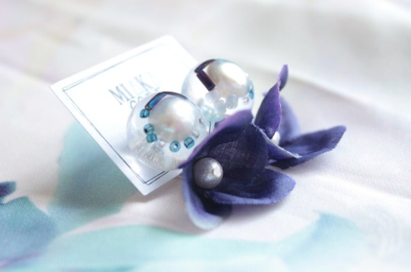 925silver Earrings with Freshwater pearls resin jewelry 4枚目の画像