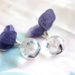 925silver Earrings with Freshwater pearls resin jewelry 5枚目の画像