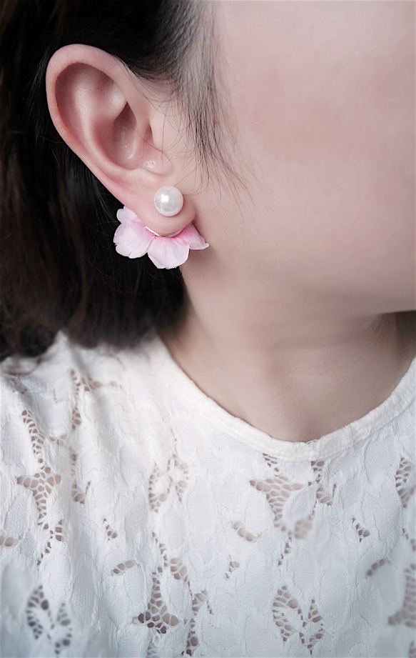 限量。售完不補 手工串珠櫻花 日本耳環(前後戴) 第4張的照片