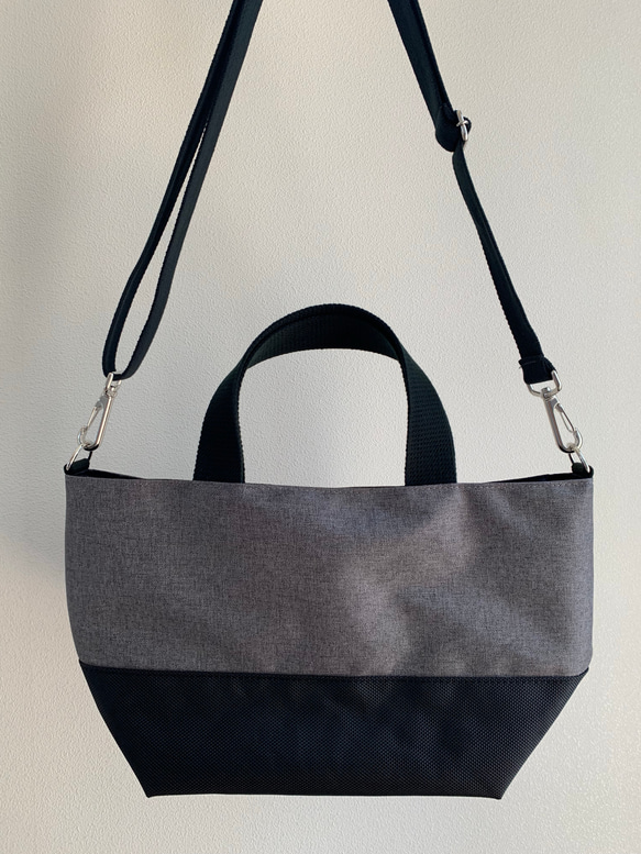 送料無料】ナイロントートM DグレーBK(ショルダー付) トートバッグ n