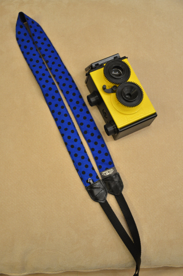青と​​黒の斑点修也ストラップカメラストラップWukeliliカメラストラップ 1枚目の画像