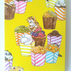 もふもふもふ　～猫とカップケーキのイラスト～ 1枚目の画像