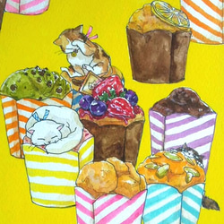 もふもふもふ　～猫とカップケーキのイラスト～ 3枚目の画像
