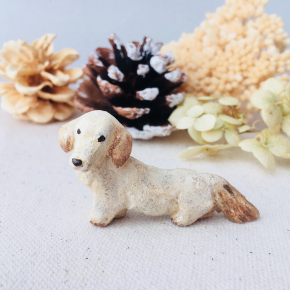 ダックスフンド オブジェ クリーム その他置物 かりたひかり 通販