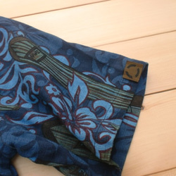 藍染め　ハワイアンシャツ　アロハシャツ　M　サーフボード柄　 5枚目の画像