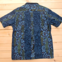 藍染め　ハワイアンシャツ　アロハシャツ　M　サーフボード柄　 7枚目の画像