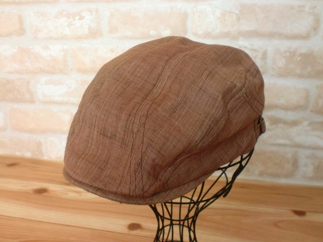 麻生平　草木染め　ハンチング　柿色