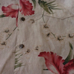 泥染ｘＵＳ古着　ハワイアンシャツ　アロハ　大島紬リメイク　ハワイ製　Ｌサイズ 4枚目の画像