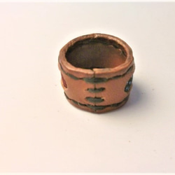 大島紬ｘレザー　リング　指輪　ペンダントヘッド　茶 3枚目の画像