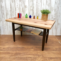 ◇ アンティークな雰囲気の カフェテーブル リビングテーブル 無垢 ローテーブル ◇ 1枚目の画像
