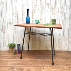 ◇アンティーク調 シンプルなアイアン脚のテーブル リビングテーブル カフェテーブル◇ 2枚目の画像