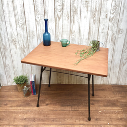 ◇アンティーク調 シンプルなアイアン脚のテーブル リビングテーブル カフェテーブル◇ 4枚目の画像