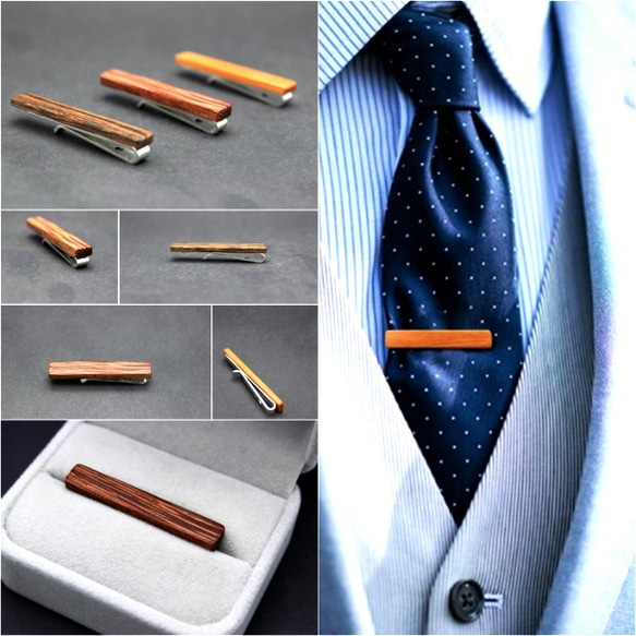 Wooden Classic Skinny Tie Clip- 3 Colors Available 2枚目の画像