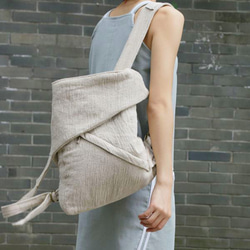 Urban Unisex Origami Folding Backpack - Natural Linen Color 3枚目の画像