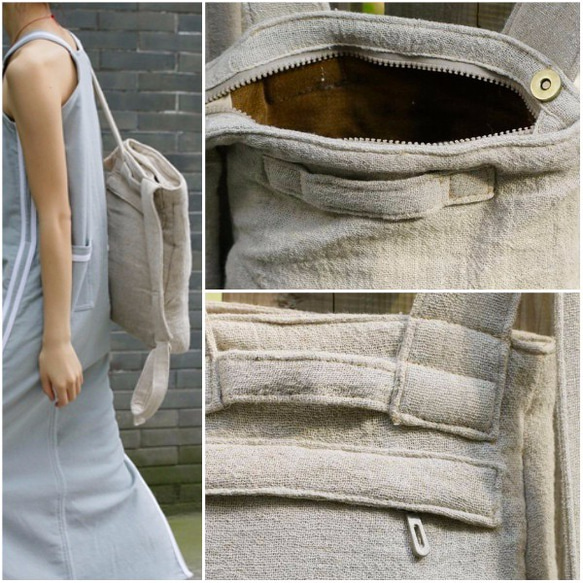 Urban Unisex Origami Folding Backpack - Natural Linen Color 9枚目の画像
