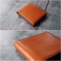 Full Grain Leather Classic Bifold Wallet- Brown / 4 Colors 2枚目の画像