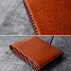 Full Grain Leather Classic Bifold Wallet- Brown / 4 Colors 3枚目の画像