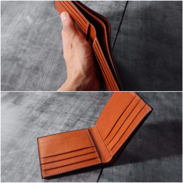 Full Grain Leather Classic Bifold Wallet- Brown / 4 Colors 4枚目の画像