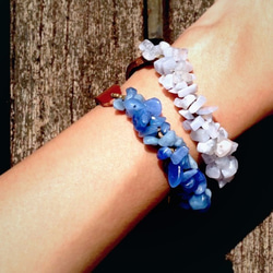 Handmade Natural Stone Boho Leather Bracelet- Set of 4 3枚目の画像