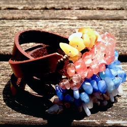 Handmade Natural Stone Boho Leather Bracelet- Set of 4 6枚目の画像