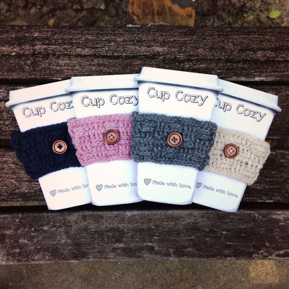 Handmade Unique Crochet Coffee Cup Cozy-Single/ 4 Colors 1枚目の画像