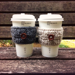 Handmade Unique Crochet Coffee Cup Cozy-Set of 2/ Travel Cup 2枚目の画像