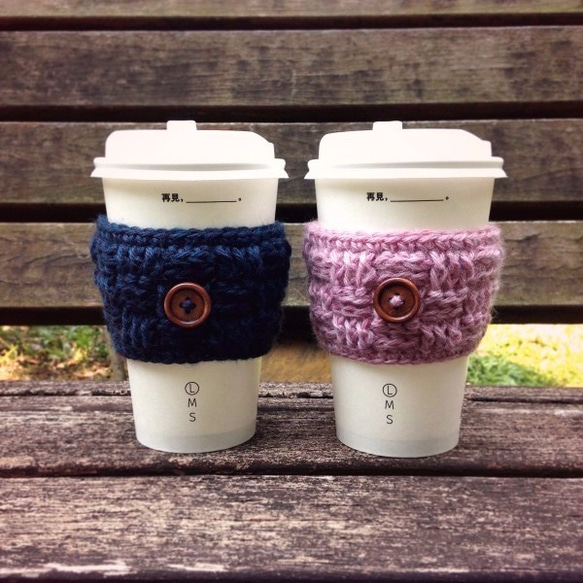 Handmade Unique Crochet Coffee Cup Cozy-Set of 4/ Travel Cup 2枚目の画像