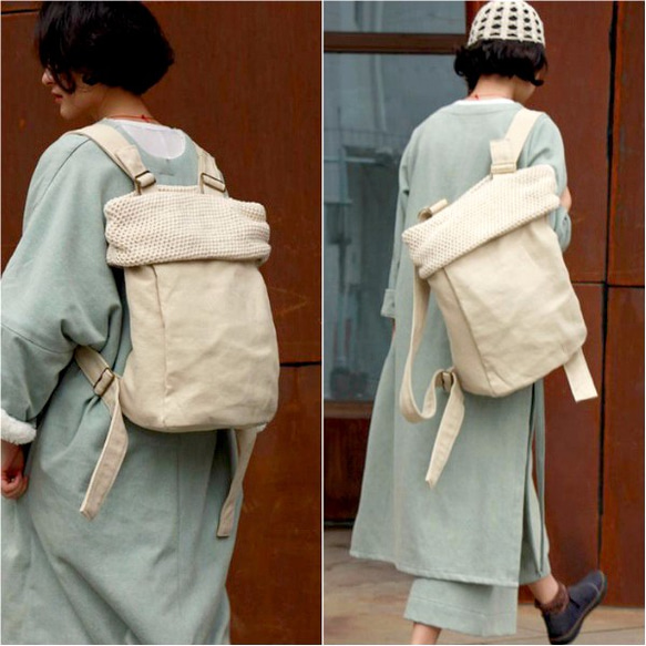 Handmade Urban Simple Casual Backpack/ Everyday Backpack 3枚目の画像