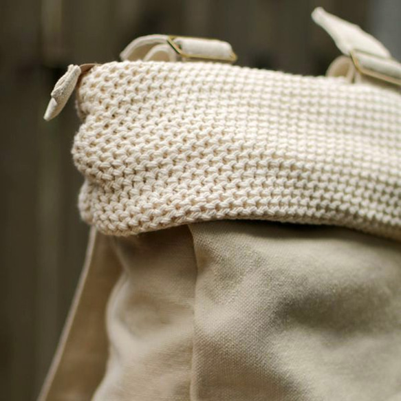 [ U'NIDO ]原創手作 簡約隨性氣質米色棉麻拼接中性後背包/ 天然棉麻/ 上班上課包/ 波西米風格/ 暖心禮物 第7張的照片