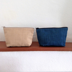 Handwoven Natural Dye Unisex Pouch Set of 2- Blue+Brown 3枚目の画像