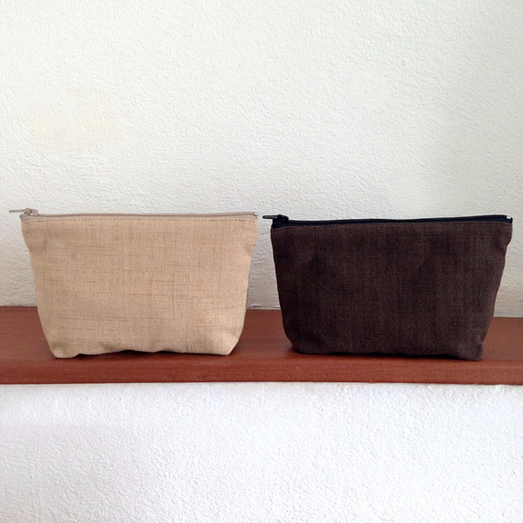 Handwoven Natural Dye Unisex Pouch Set of 2- Blue+Brown 6枚目の画像