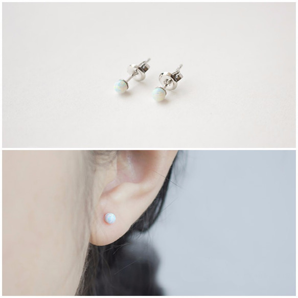 Elegant Moonlight Opal Stud Earring 2枚目の画像